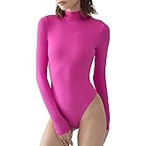 PUMIEY Women's Long Sleeve Bodysuit Mock Turtle Neck Body Suits Going Out Tops Sharp Collection
