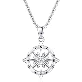 XIXLES Compass Anchor Necklace 925 Sterling Silver Nautical Hope Dream Compass Inspirational Pendant,Anchor Jewelry Graduation Gifts for Women