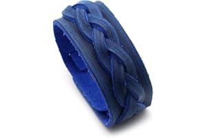 Heavstjer Punk Rock Braided Wide Leather Bracelet Adjustable Cuff Bracelet