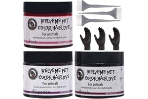 WELYEME Pet Hair Color - Permanent, Non-Toxic Dog Hair Dye - 3 Cans (5.07 oz each) with 3 Brushes and Gloves (Pink Magenta Purple)