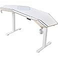 EUREKA ERGONOMIC Standing Desk, 72" Electric Adjustable Height Desk,Wing Shaped Computer Desk Large Music Studio Table, Dual Motor&Slot, Maple