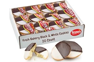 STERN'S BAKERY Black and White Cookies | 20 Gourmet Cookies Individually Wrapped | NY Style Black & White Cookies | Easter Food Gift Baskets | Snack Cakes | Kosher, Dairy & Nut Free | Stern’s Bakery