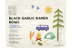 POE & CO. POE & CO FOLK FOODS Handcrafted Gourmet Vegan Meal | Freeze Dried Camping Backpacking Food | Chef-Created | Superfood | Clean Ingredient | Ready to Eat Meal | Single Serving (Black Garlic Ramen Bowl)