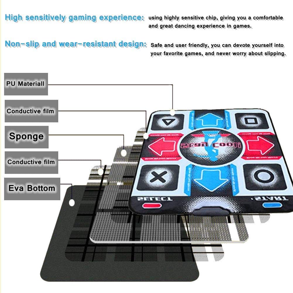 USB Dance Mat Pad, Electronic Musical Playmat Toys PC USB Dancing Mat, Padded Mat for an Arcade