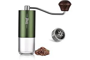 Bincoo Manual Coffee Grinders-Adjustable Manual Burr Grinder with 6-Star CNC Steel Burrs, Portable Hand Espresso Grinder for Home, Office and Camping(Green)