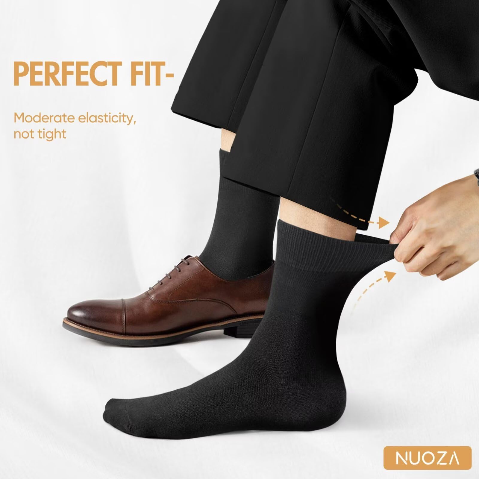 NUOZA 12 Paar Socken Herren 43-46 Schwarz Sportsocken Baumwolle Tennissocken Herren 43-46 Business Socken Damen Lange Atmungsaktive Socks Schwarze Herrensocken Wandersocken Männer Laufsocken 2
