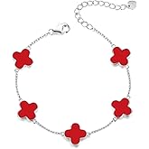 Evensee 925 Sterling Silver Clover Bracelet Collection,Adjustable Four Leaf Clover Charm Hand Jewelry Chain,Fashion Matching & Sporty Style for all days