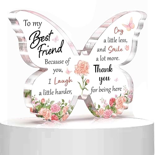 Acrylic Butterfly Friend Plaques Gifts,Friendship Gifts for Women,Best Friend Plaque Gifts,Best Friend Birthday Gifts,Special Friend Gifts,Christmas Wedding Presents for Friends
