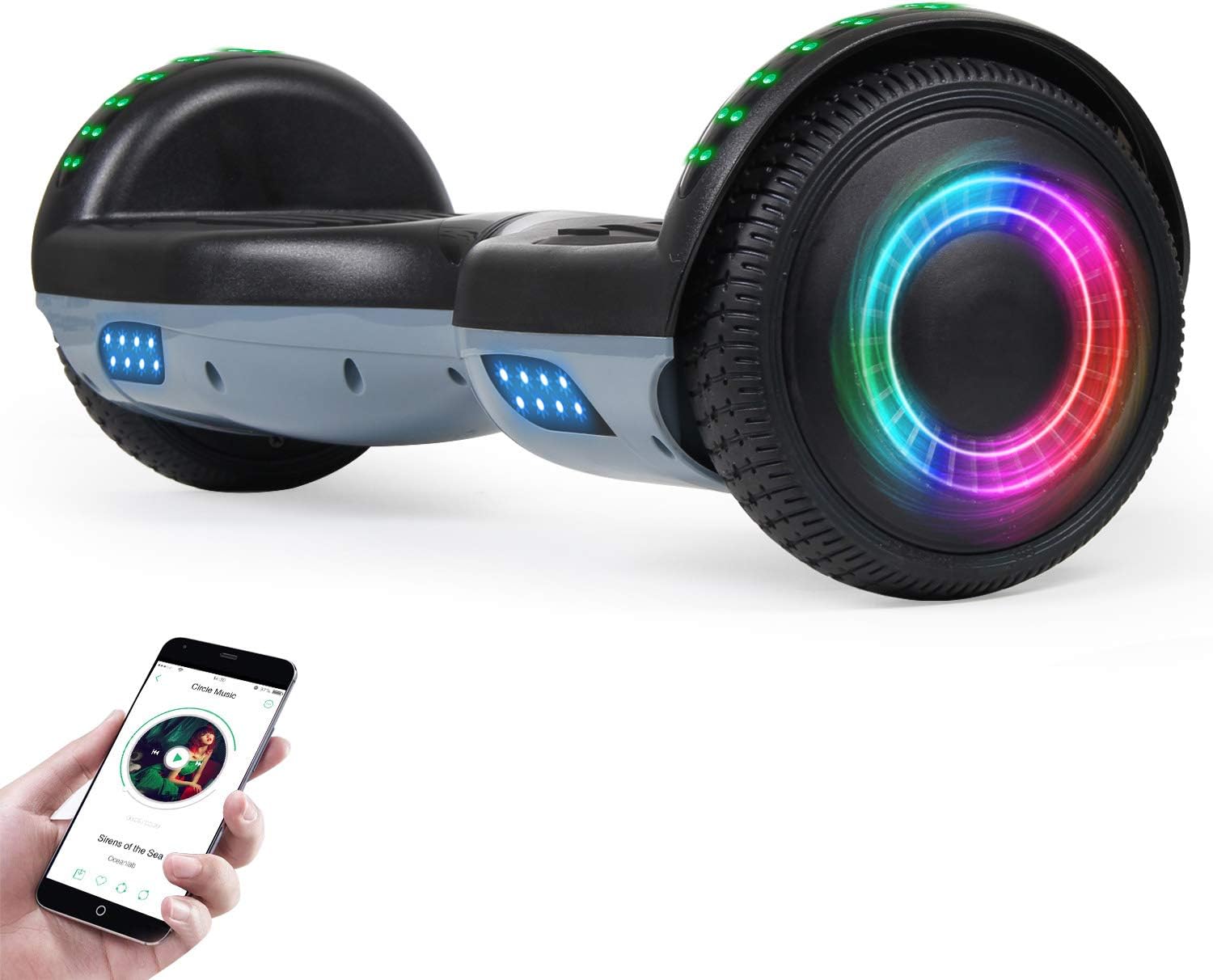 EPCTEK Hoverboard,6.5" Two-Wheel Self-Balancing Hover Board with Bluetooth Speakers and Fashion LED Lights for Kids and Adults