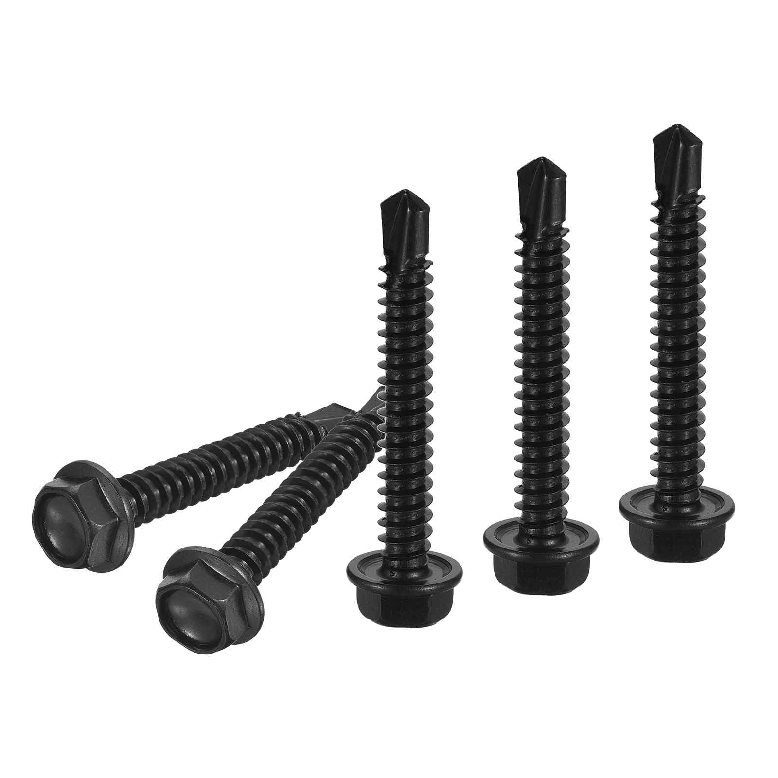 DTGN #14x1-3/4" Hex Washer Head Self Drilling Screws - 25Pack - Good for Machine - 410 Stainless Steel Black Oxide - Self Tapping Sheet Metal Screws — image 1