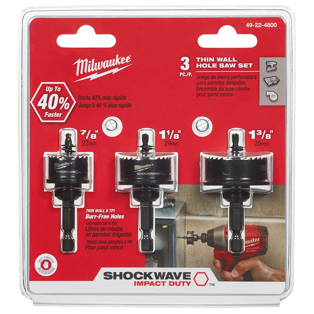 Milwaukee Shockwave 49224800, Hole Saw 3 Piece Kit