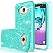 LeYi Compatible with Galaxy Sky Case,Galaxy J3V / J3 V/Amp Prime / J3 (2016) / Express Prime/Sol Case with Glass Screen Protector, Girls Glitter Bling Heavy Duty Case for Samsung Galaxy J3 TP Mint