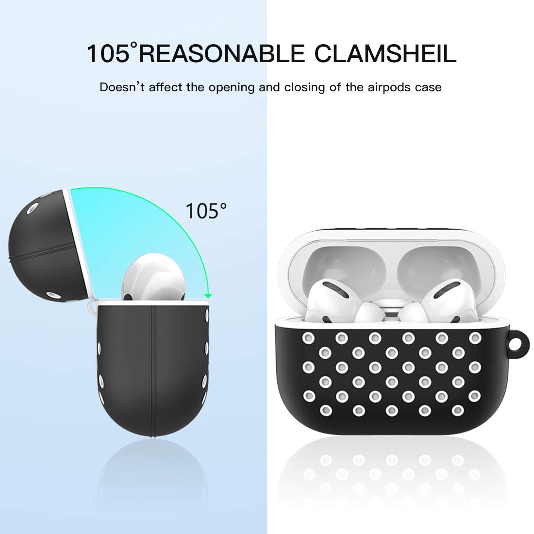 AirPods Pro Case, EPSKY AirPods Pro Cover, Shockproof Silicone Protective AirPods 3 Earphone Case with Climbing Buckle (case3-black+White)