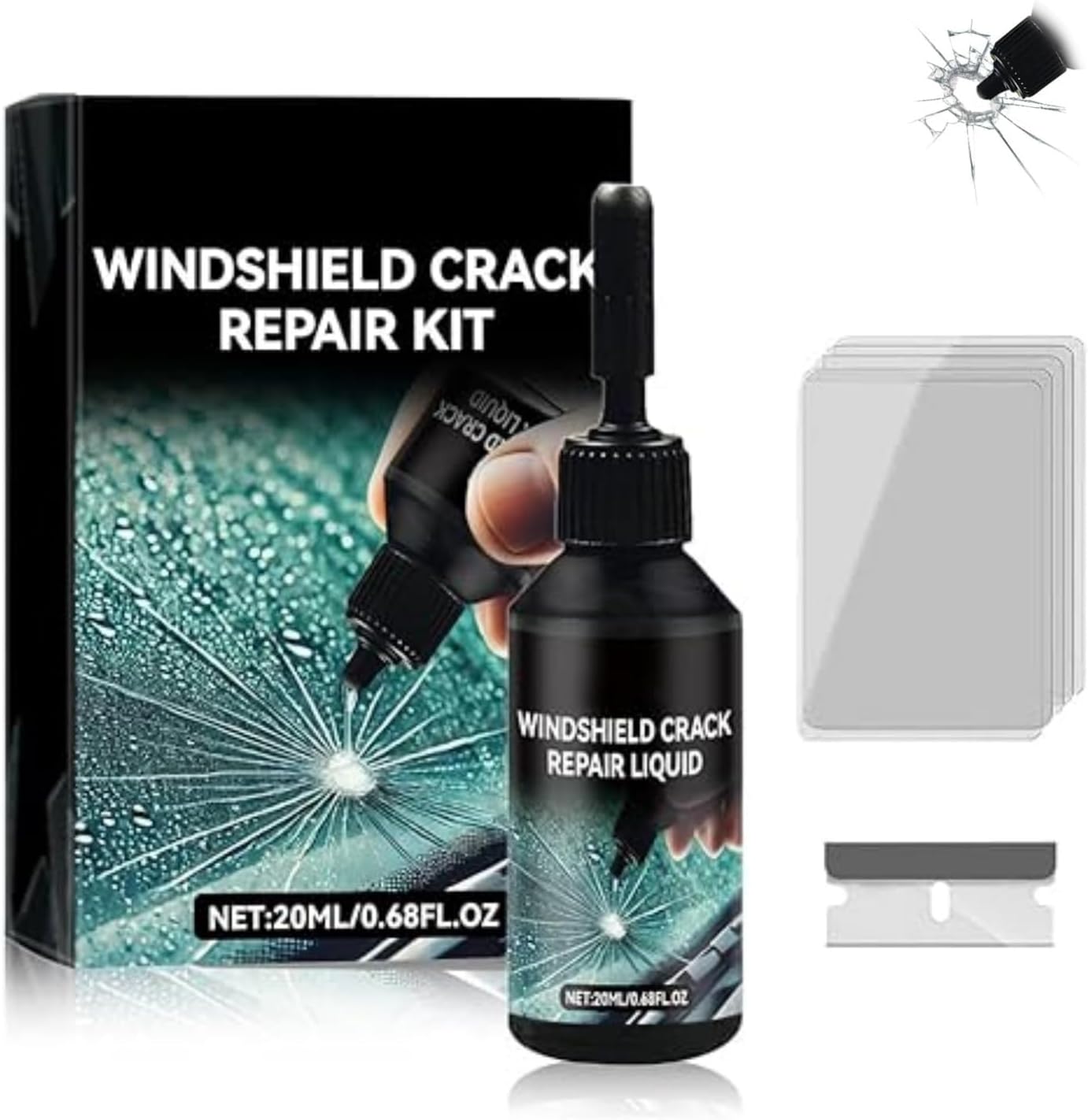 Car Windshield Crack Repair Kit - 2026 Upgrade Nano Glass Repair Liquid for Cracks & Chips, Cracks Gone Glass Remover Fluid for Quick Fix Windshields, Windows, Mirrors, All vehicle models