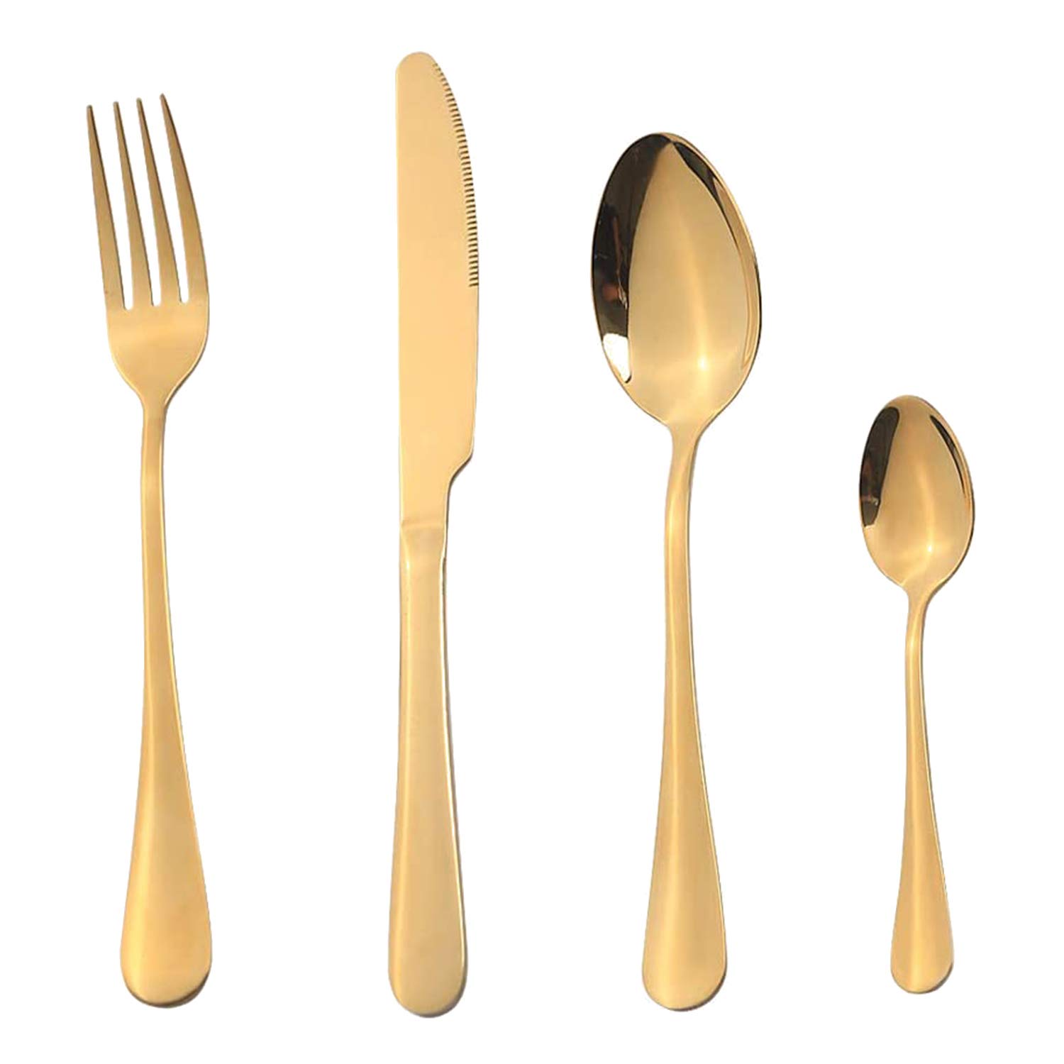 Stainless Steel Gilded Cutlery Set, 8-Piece Golden Cutlery Set, Suitable for 2 People.