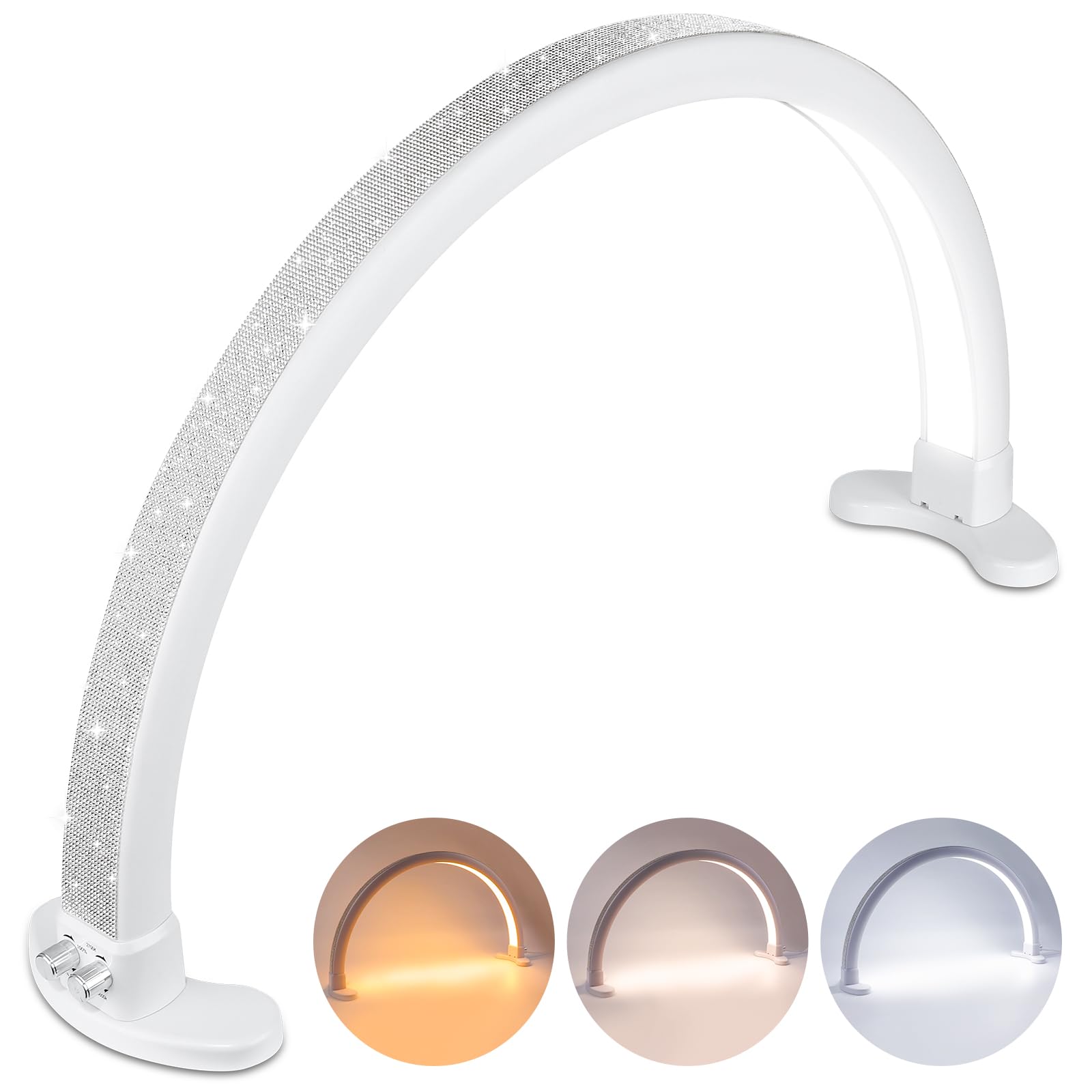 SAVILAND Half Moon Light Nail Light for Desk 48w Nail Desk Lamp, Eyelash Light, Makeup, Tattoo, Spa, Salon, Nail Tech Lamp Dimming & Color Temperature Adjustable Nail Salon