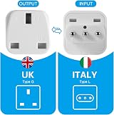 TENINYU 3-Pack UK to Italy Travel Plug Adapter Grounded Type L 3 Pin White view 4