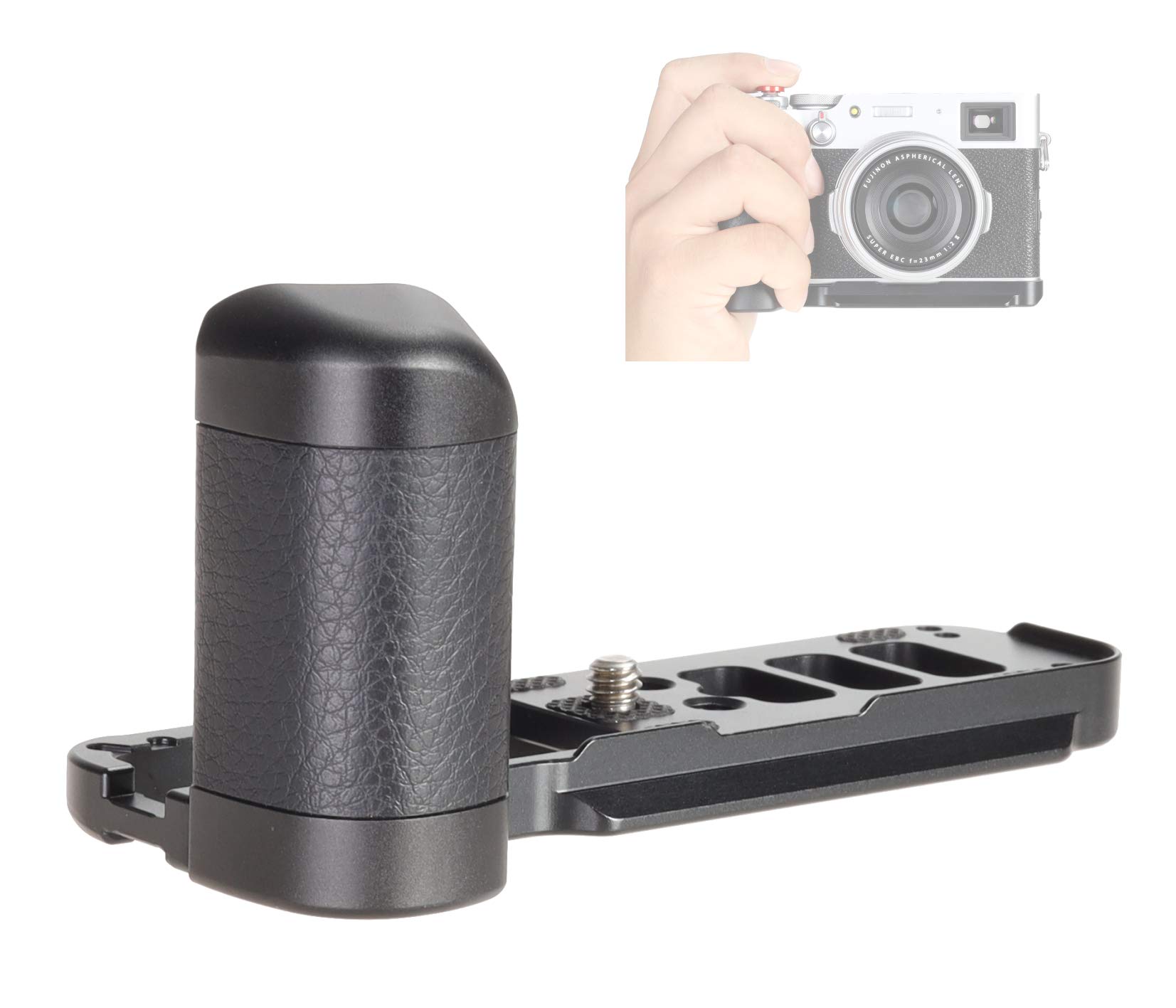 WEPOTO X100V Handgrip L-Shape Grip with Quick Release Plate for Arca,Wood Side Handle,Compatible with Fujifilm X100V Camera -GP-X100V-C
