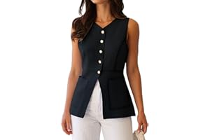 BNOOUIL Summer Blazer Suit Vest for Women Business Casual Sleeveless Button Down V Neck Tops Trendy 2025 Waistcoat