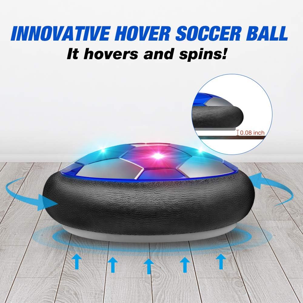 BROADREAM Kids Toys Hover Soccer Ball, Rechargeable Air Soccer with Colorful LED Light Indoor Fun Toys Christmas Stocking Stuffers Birthday Gifts for Boys Girl Toddlers Age 3 4 5 6 7 8 9 10 Years Old: Toys & Games