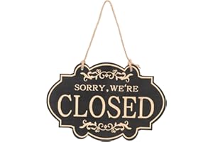 Garneck Wear-resistant Double-sided Wooden Open Closed Sign, Vintage Decorative Door Sign for Bar Shop Store