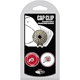 Team Golf NCAA Golf Cap Clip with 2 Removable Double-Sided Enamel Magnetic Ball Markers, Attaches Easily to Hats