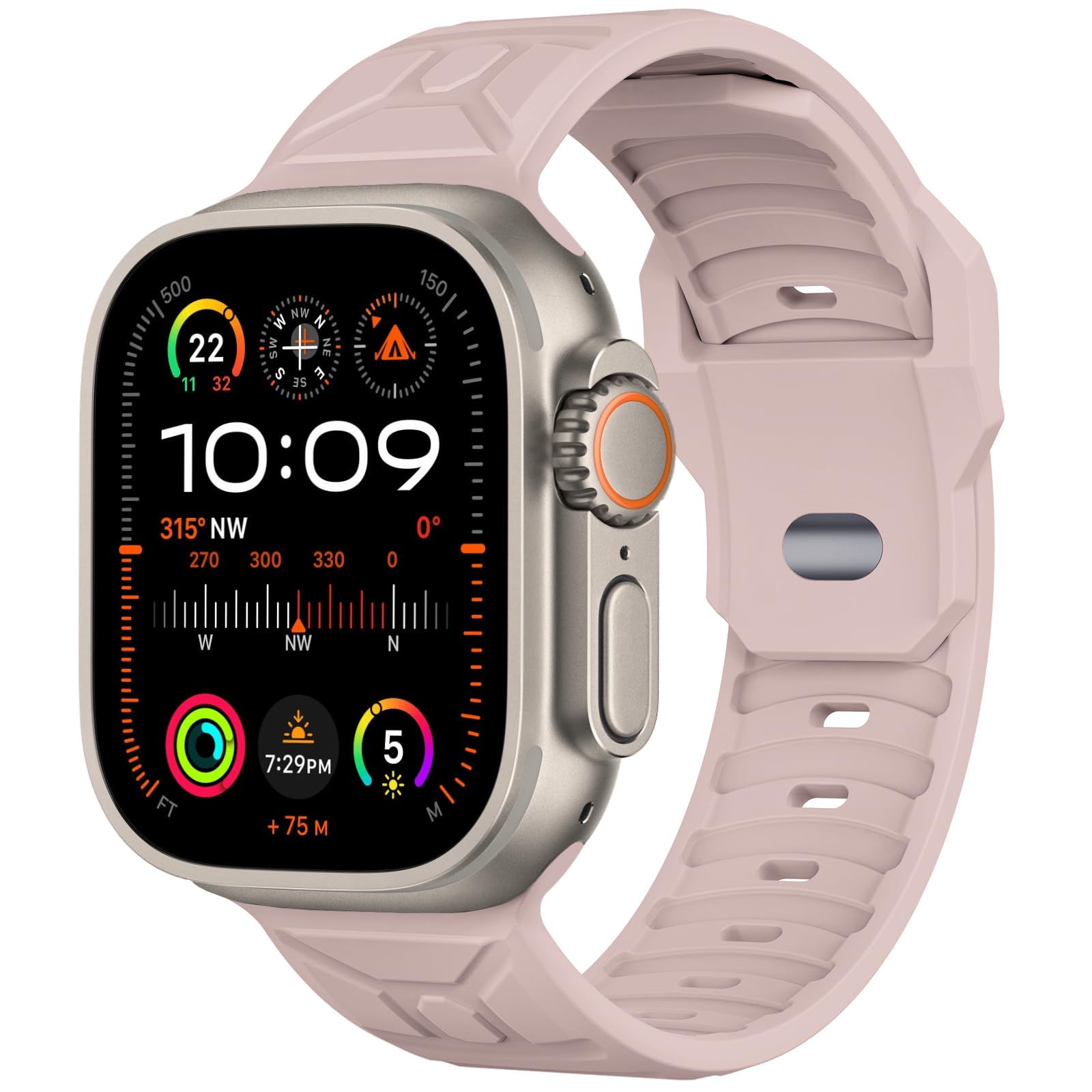 Photo 1 of Tighesen Sport Bands Compatible with Apple Watch Ultra 3/2/1 49mm, Series 11/10 46mm, 9/8/7 45mm, SE/6/5/4 44mm, 3/2/1 42mm for Men Women Silicone iWatch Band (49/46/45/44mm, Pink Sand)
