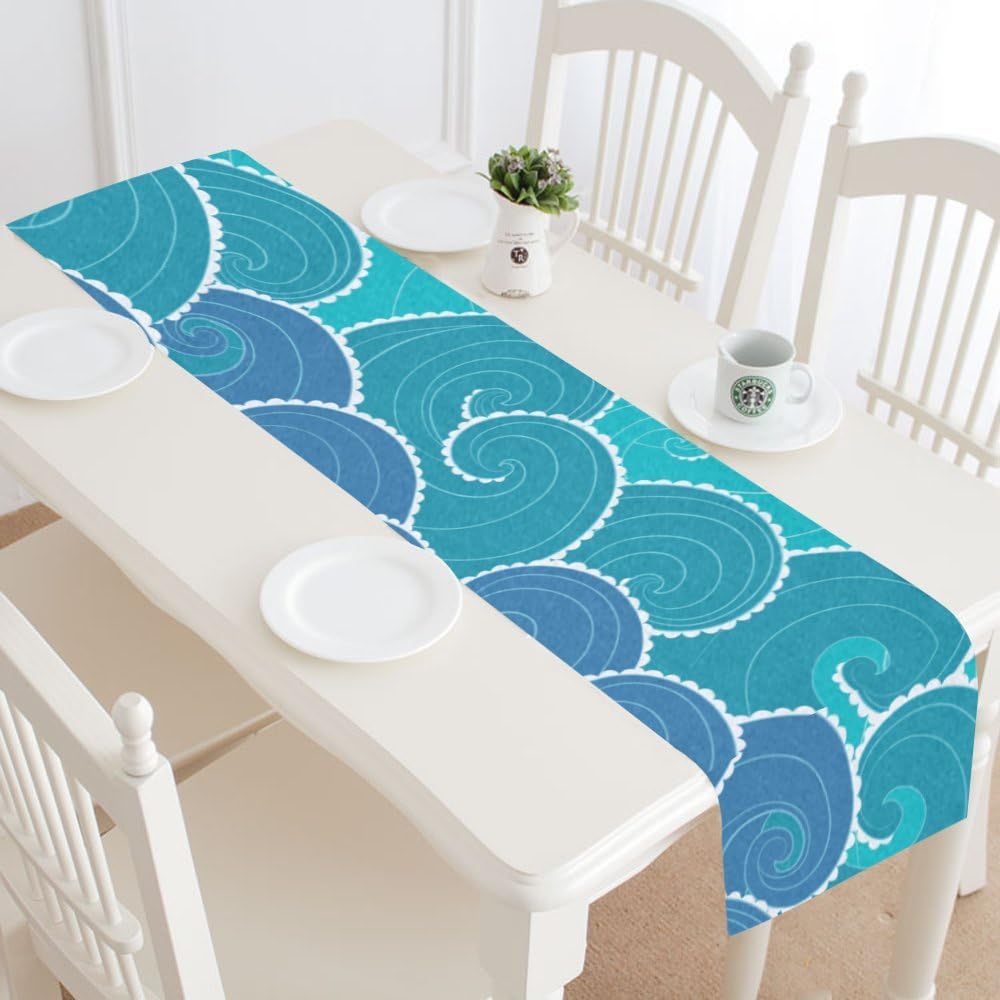 InterestPrint Table Runners Nautical Waves Table Runner