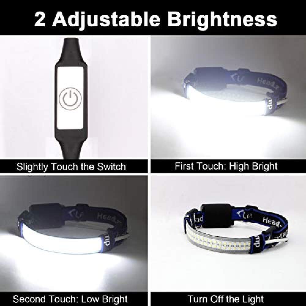 Anazalea 40 Led Headlamps for Adults, Wide Angle Led Headlamp, Broadbeam Led Headband Headlamp, Headlamps Led with Elastic Headband and Smart Touch Adjustable Brightness - - 
