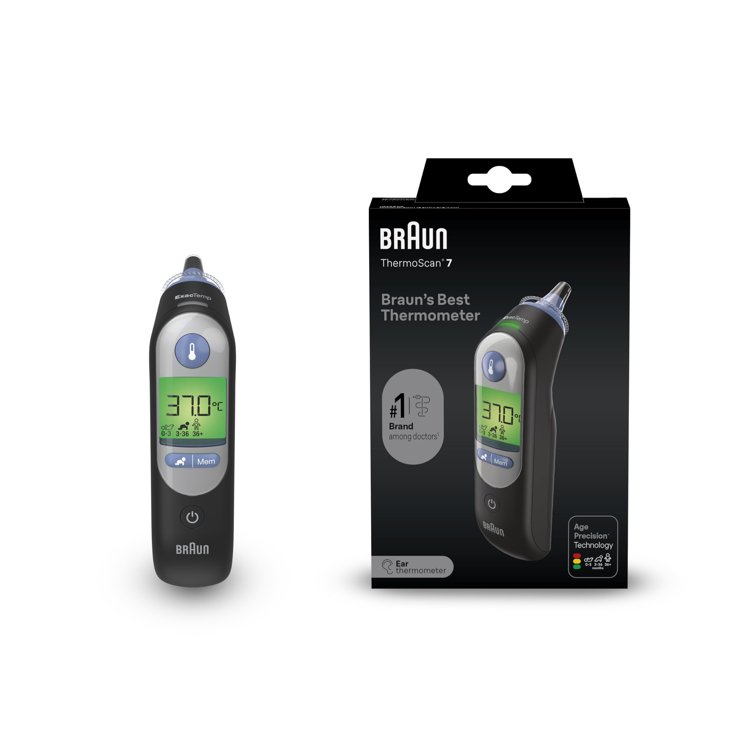 Braun ThermoScan 7 Ear thermometer - Age Precision Technology - Colour-coded Digital Display - Baby and Infant Friendly - #1 Brand among doctors(1)