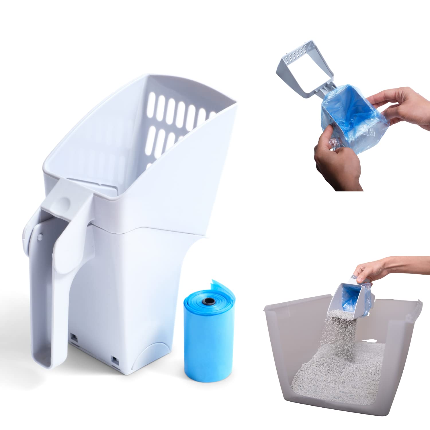 Photo 1 of PURRFECT POUCH Cat Litter Shovel with Built-in Scooper & Holder | Kitty Pooper Scooper & Sifter | Includes 1 Roll of Litter Scoop Bags