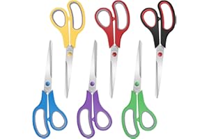 Xnluothsk 6 Packs Sewing Craft Scissors Bulk,8" Multipurpose Heavy Duty Sharp Scissors,Stainless Steel Shears for Home Office Student Supplies,6 Colors