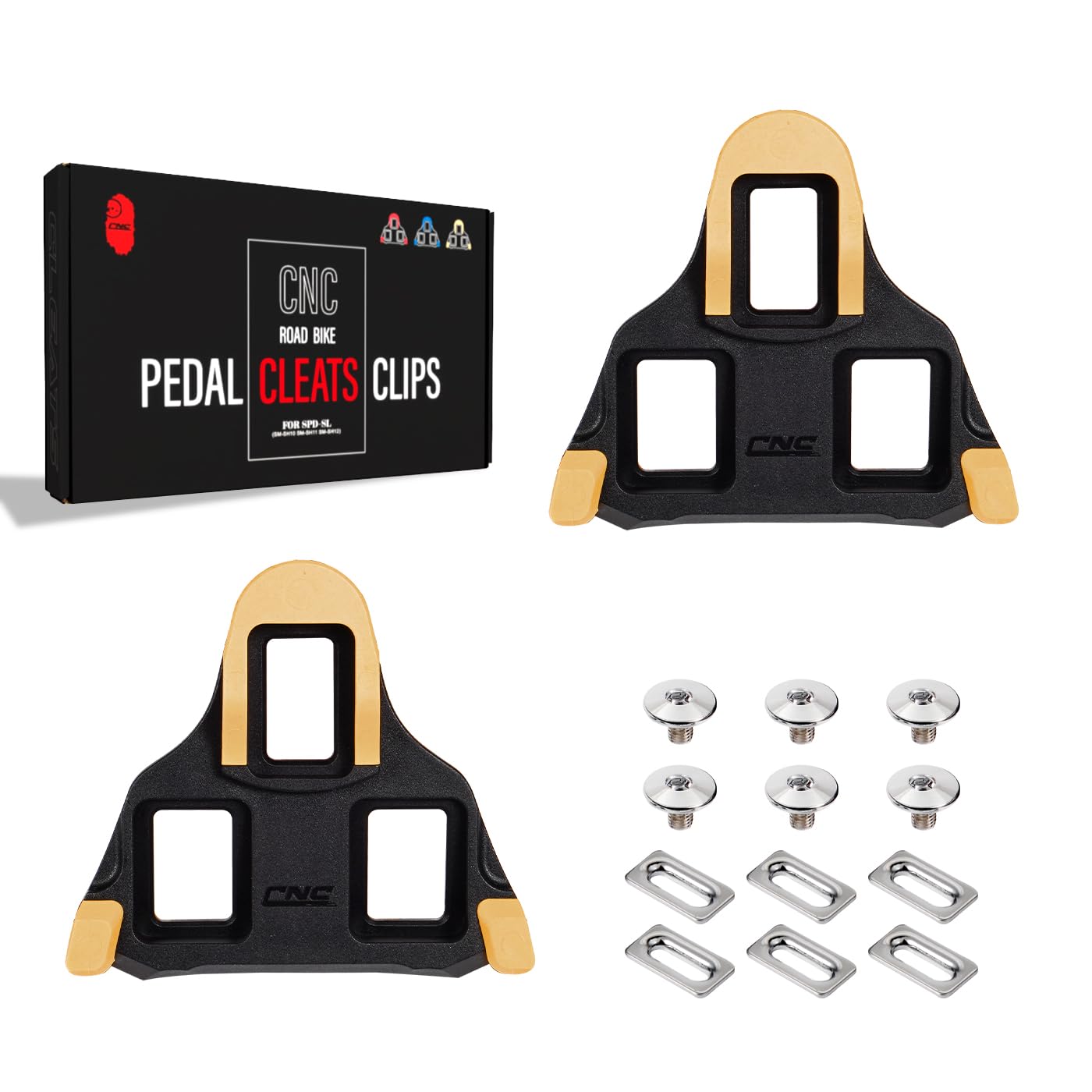 Chooee Road Bicycle Cleats for Shimano SPD-SL, Cycling Cleats for SPD Bike Shoes, Yellow