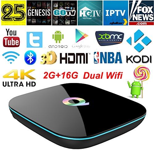 Miroha Q-Box Android TV Box 2GB/16GB Quad Core Kodi 16.0 pre-installed Add-Ons Fully Loaded Rooted Unlocked Streaming Media Player 4K UHD 3D 1000M LAN Bluetooth Dual Band 2.4G/5G Wifi