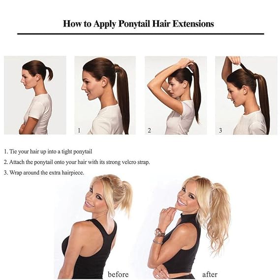 Remeehi Long Straight Ponytail Extension Clip In Hair Wrap Around