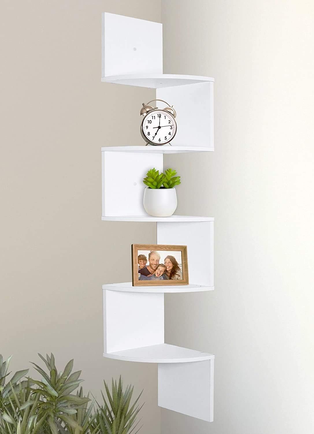 Greenco 5 Tier Wall Mount Corner Shelves White Finish: Home & Kitchen