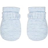 Newborn Baby No Scratch Mittens Stay On, 100% Cotton Breathable, Adjustable Infant Gloves for Baby Boys Girls Mittens