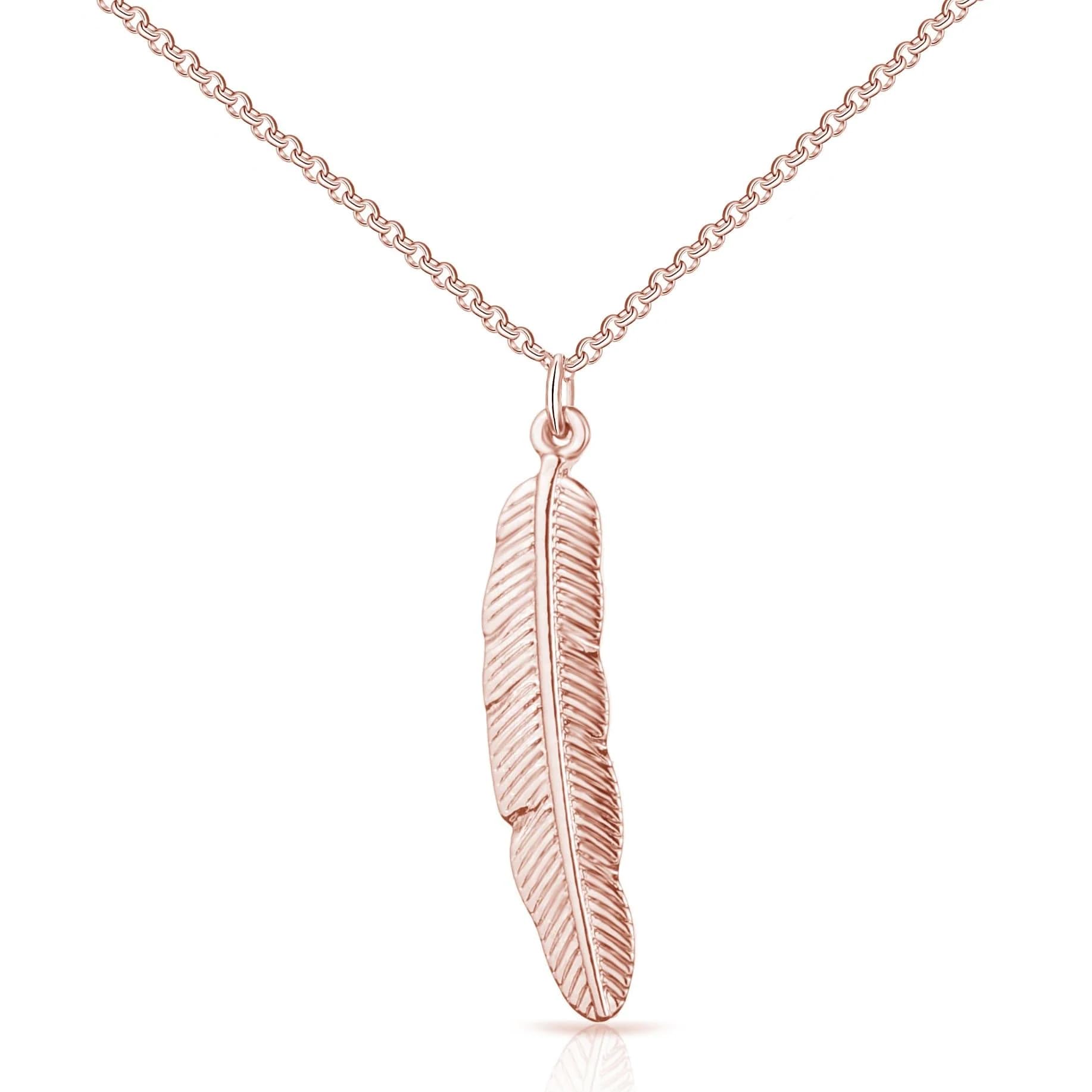 Philip Jones Rose Gold Plated Feather Necklace