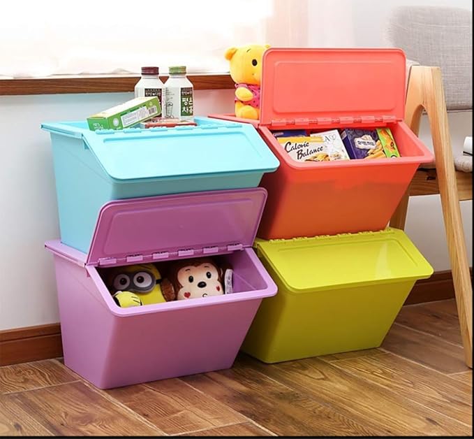 MosQuick® Set of 3 Large Plastic Stackable Organiser Storage Box with