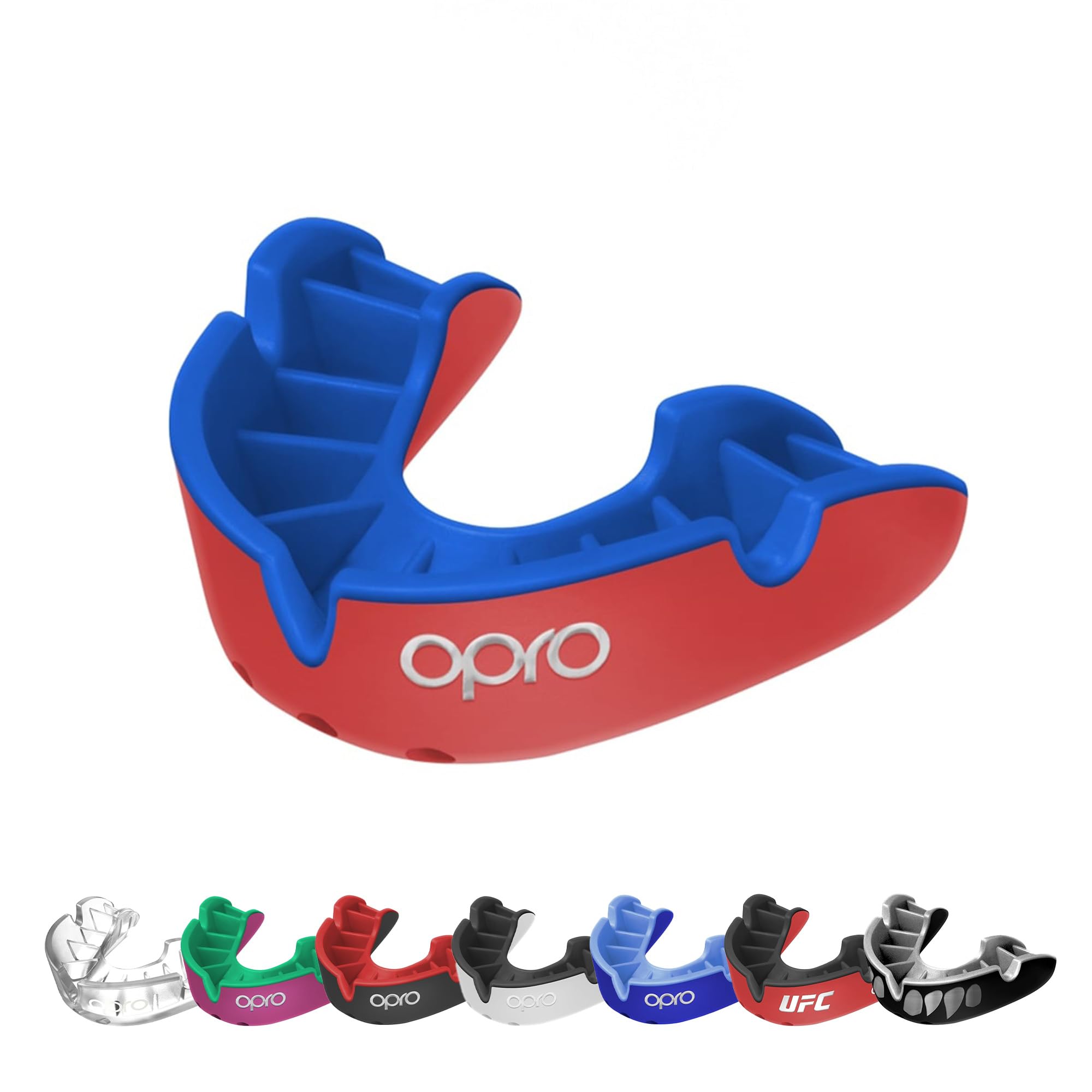 OPRO Silver Mouthguard Essential Fit (Red/Dark Blue) – Gum Shield Adult (Age 10+) – OPRO Mouth Guard Boxing & MMA, Easy Self-Fit Gum Shield Rugby and Hockey – Superior Protection with Dental Warranty — image 1