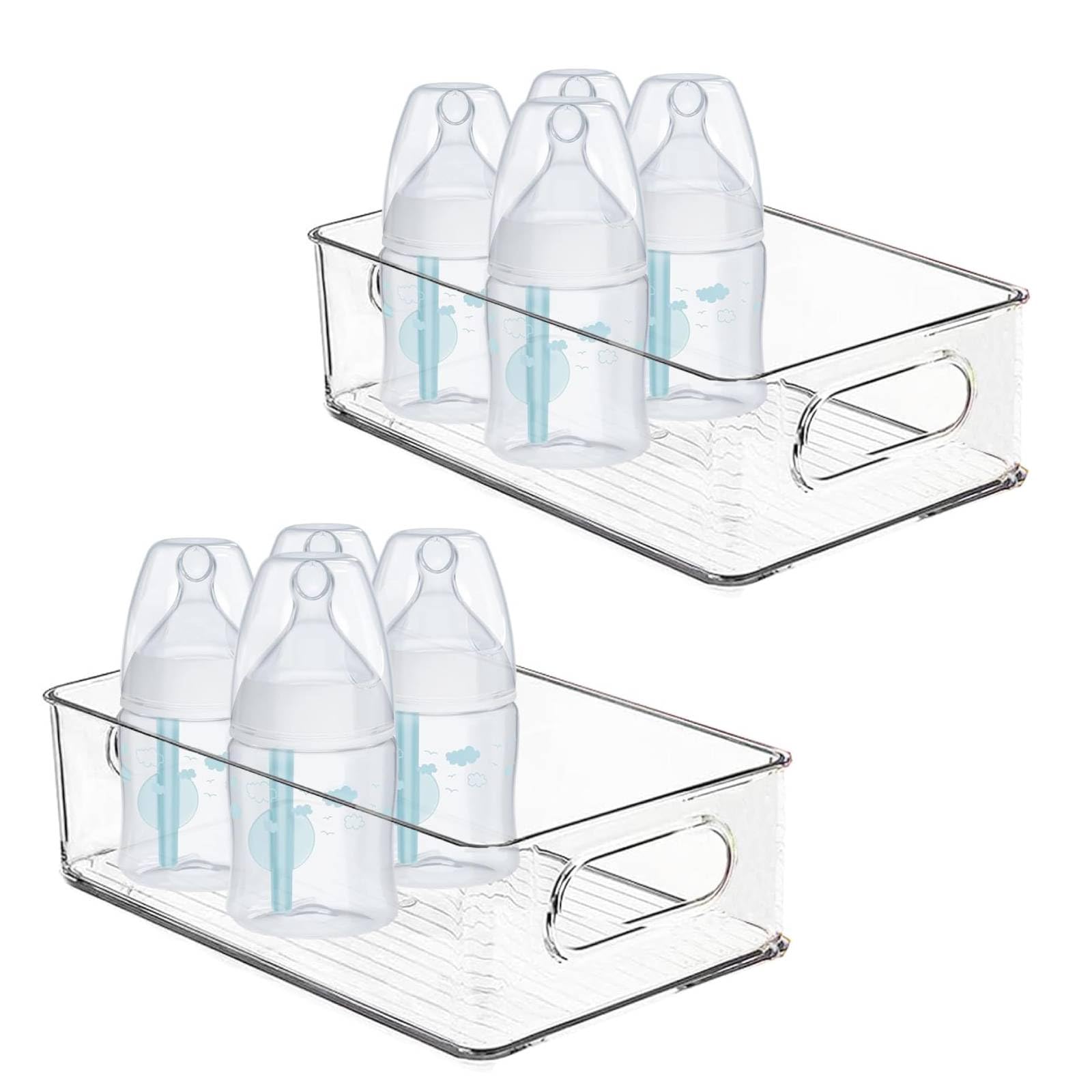 Photo 1 of Baby Bottle Organizer, Plastic Storage Center for Baby Bottles and Food Jars, Portable Nursery Storage Plastic Baby Organizer,Convenient Storage Center for Kitchen Cabinet, Refrigerator&Countertop-2PC