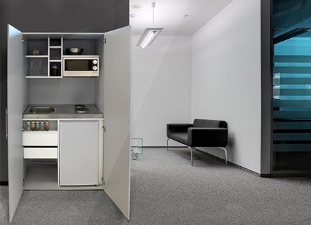 Respekta Single Office Pantry Mini Kitchen Unit 100 Cm Silver Grey