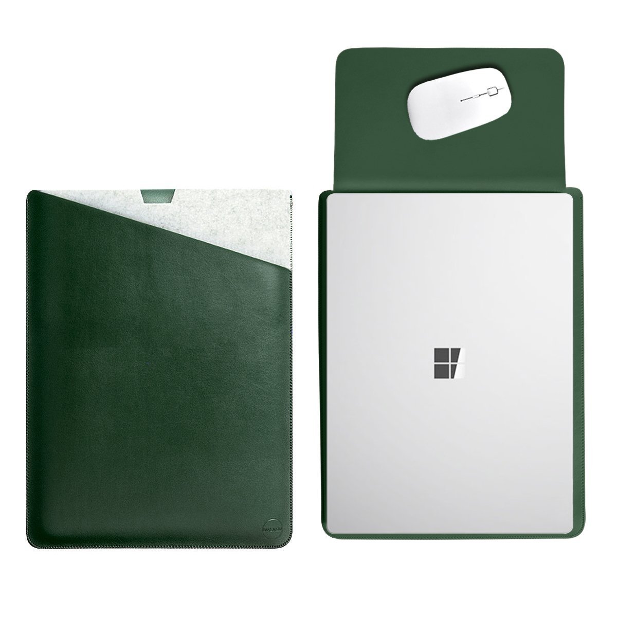 WALNEW 13.5" Sleeve for 13.5 Inch Microsoft Surface Laptop 5/4/3/2/1(2022/2021/2019/2018/2017 Released) Protective Soft Sleeve Case Cover Bag with Safe Interior and Exterior Mouse Pad, Green