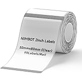 NIIMBOT Labels for B1/B21/B31 Label Maker, 50 x 80 mm (1.97'' x 3.15'') 95 Tapes/Roll, Thermal Label Tape, Waterproof, Oil-Proof for Home Office Small Business Labeling Tape Replacement(Clear)