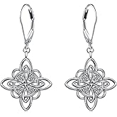 S925 Sterling Silver Celtic Knot Earrings for Women Irish Good Luck Drop Dangle Hook Earrings
