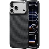 pitaka for iPhone 18 Pro Max Case 6.9", Caseless Feeling, Black Grey(Twill) | Barely There Feel Ultra-Slim Case, Camera Control Button, Compatible with MagSafe, 600D Aramid Fiber Woven, Silky Texture