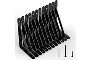 MONSKY 12 Pcs 8 inch Shelf Brackets Wall Mounted Triangle Bracket Heavy Duty Metal Shelving Brackets Support for Kitchen Book