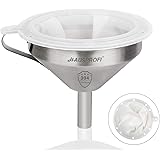 HAUSPROFI Stainless Steel Funnel, 13cm 304 Stainless Steel Kitchen Funnel with 200 Mesh Food Filter Strainer for Transferring