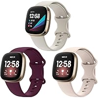 CAVN 3 Packs Bands Compatible with Fitbit Sense/Versa 3 Bands for Women Men, Classic Soft Replacement Sport Wristband…