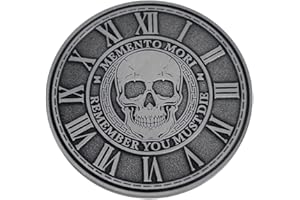 Brigada Sales Memento Mori Coin Silver Medallion Stoicism Gift Amor Fati Medal EDC Challenge Token Daily Reminder Pendant Momento Mori Gift for Daily Stoic Practice Memento Vivere